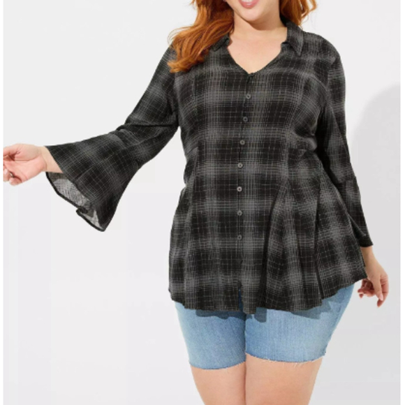 Torrid Fit And Flare Slub Button-Front Top Womens Sz 2 Fairy Y2K Dark Academia - Picture 1 of 12